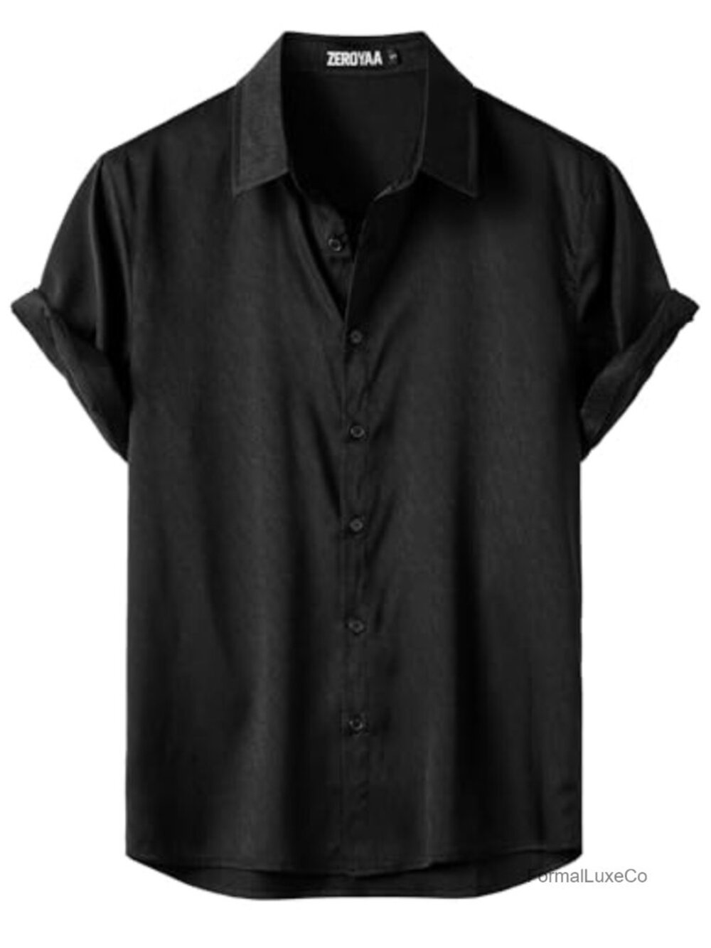 Men's Luxury Shiny Short Sleeve Button Down Shirt Herringbone Jacquard Party